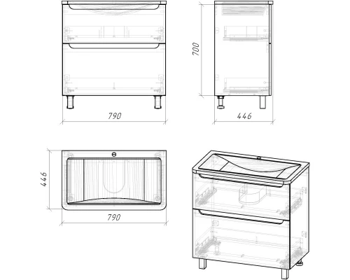 Тумба с раковиной белый глянец 79,7 см Grossman Адель 108007 + 4627173210249