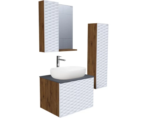 Тумба с раковиной дуб веллингтон/белый матовый 65 см Grossman Альба 106503 + GR-3015