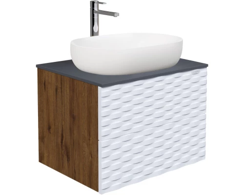 Тумба с раковиной дуб веллингтон/белый матовый 65 см Grossman Альба 106503 + GR-3015
