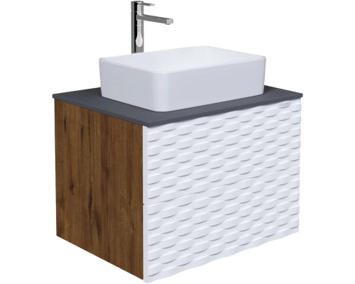 Тумба с раковиной дуб веллингтон/белый матовый 65 см Grossman Альба 106503 + GR-3016