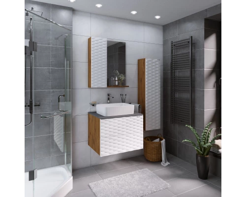 Тумба с раковиной дуб веллингтон/белый матовый 65 см Grossman Альба 106503 + GR-3016