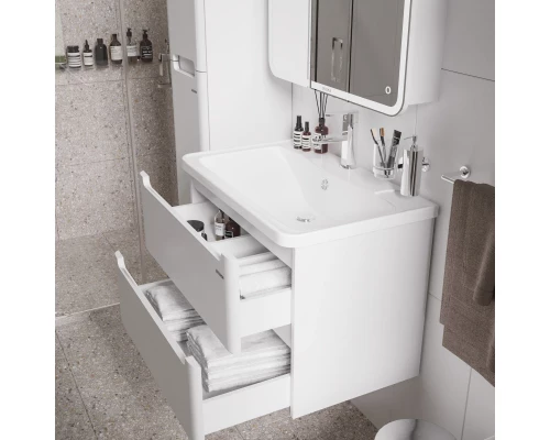 Тумба с раковиной белый глянец 70 см Grossman Адель 107006 + 4627173210232