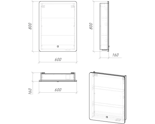 Комплект мебели белый глянец 60 см Grossman Адель 106006 + 4627173210225 + 206004