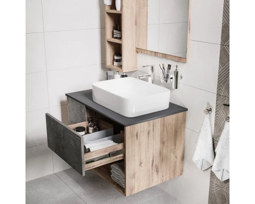Тумба с раковиной дуб веллингтон/бетон 80 см Grossman Бруно 108008 + GR-3016