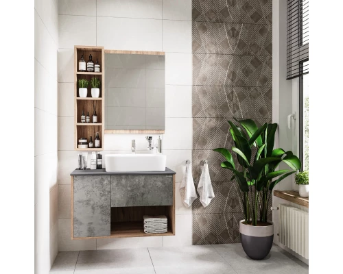 Тумба с раковиной дуб веллингтон/бетон 80 см Grossman Бруно 108008 + GR-3016