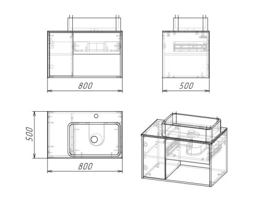 Тумба с раковиной дуб веллингтон/бетон 80 см Grossman Бруно 108008 + GR-3016