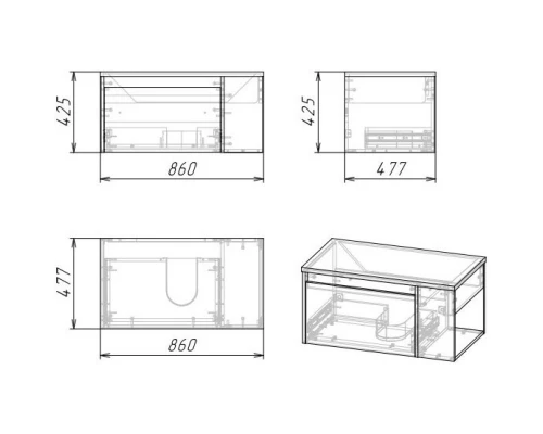 Комплект мебели дуб веллингтон 86 см Grossman Тенза 108503 + Y18298 + 208501