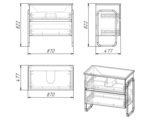 Комплект мебели дуб сонома/белый 87 см Grossman Солис 108502 + Y18298 + 209002