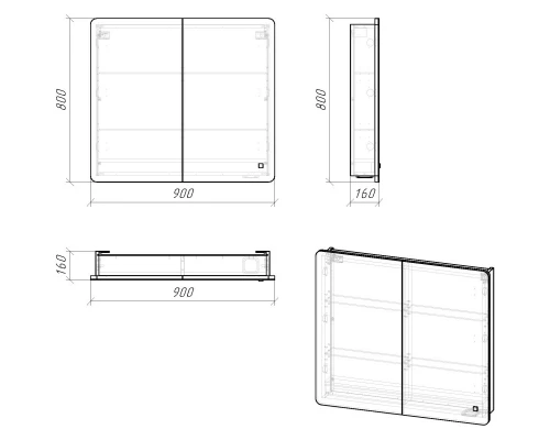 Комплект мебели белый глянец 90,1 см Grossman Адель 109004 + 4627173210256 + 209004