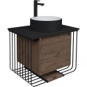 Тумба с раковиной дуб веллингтон/черный матовый 70 см Grossman Винтаж 107007 + GR-4040BW
