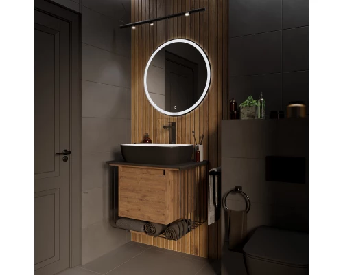 Тумба с раковиной дуб веллингтон/черный матовый 70 см Grossman Винтаж 107007 + GR-4041BW