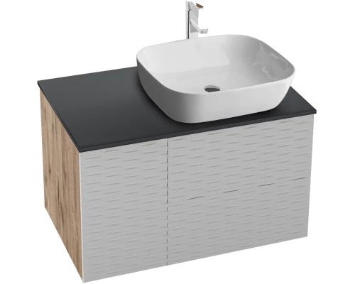 Тумба с раковиной дуб веллингтон/белый матовый 80 см Grossman Альба 108011 + GR-3020