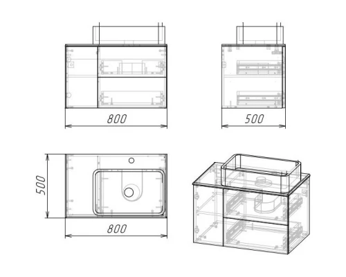 Тумба с раковиной дуб веллингтон/белый матовый 80 см Grossman Альба 108011 + GR-3020