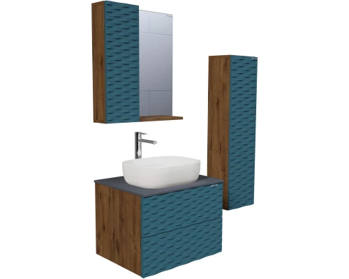 Тумба с раковиной дуб веллингтон/бриз матовый 65 см Grossman Альба 106502 + GR-3020