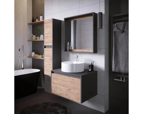 Тумба с раковиной дуб веллингтон/графит 70 см Grossman Смарт 107009 + GR-3012