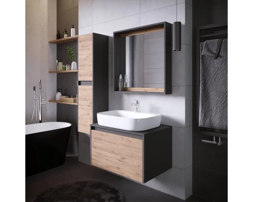 Тумба с раковиной дуб веллингтон/графит 70 см Grossman Смарт 107009 + GR-3027