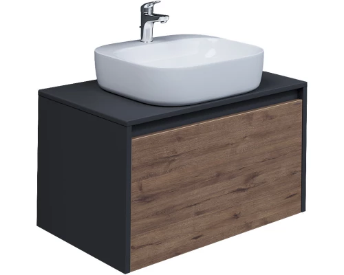 Тумба с раковиной дуб веллингтон/графит 70 см Grossman Смарт 107009 + GR-3028