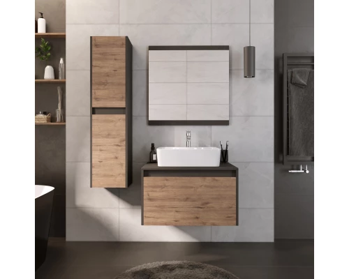 Тумба с раковиной дуб веллингтон/графит 70 см Grossman Смарт 107009 + GR-3017