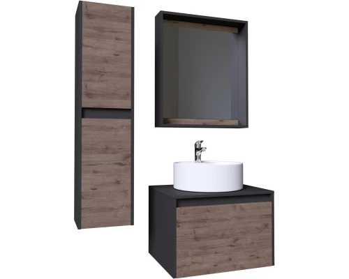 Тумба с раковиной дуб веллингтон/графит 60 см Grossman Смарт 106009 + GR-3012