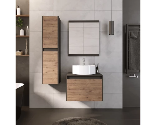 Тумба с раковиной дуб веллингтон/графит 60 см Grossman Смарт 106009 + GR-3012