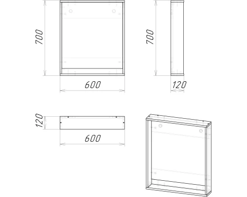 Комплект мебели дуб веллингтон/графит 60 см Grossman Смарт 106009 + GR-3028 + 206007