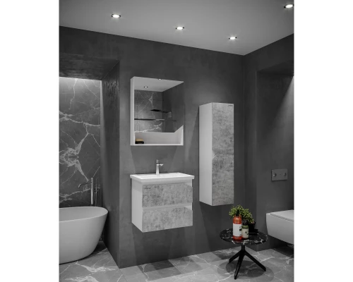 Комплект мебели бетон/белый глянец 61 см Grossman Инлайн 106004 + 16413 + 206002