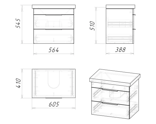 Тумба с раковиной дуб галифакс 61 см Grossman Форта 106005 + 16413