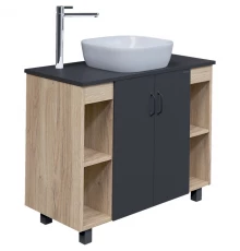 Тумба с раковиной дуб сонома/серый матовый 97,6 см Grossman Флай 101002 + 501002 + GR-3019