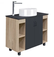 Тумба с раковиной дуб сонома/серый матовый 97,6 см Grossman Флай 101002 + 501002 + GR-3013