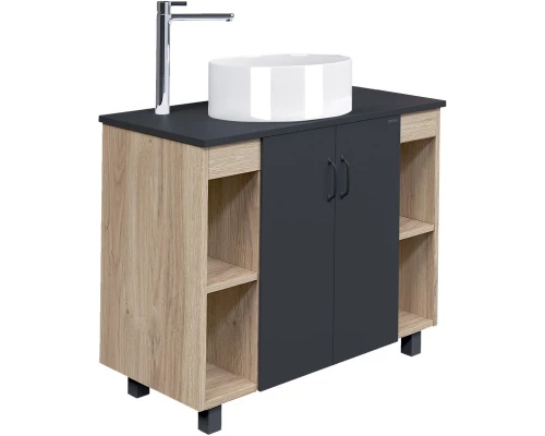 Тумба с раковиной дуб сонома/серый матовый 97,6 см Grossman Флай 101002 + 501002 + GR-3013