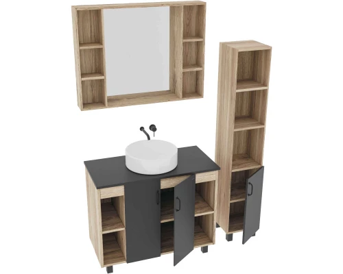 Тумба с раковиной дуб сонома/серый матовый 97,6 см Grossman Флай 101002 + 501002 + GR-3013