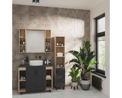 Тумба с раковиной дуб сонома/серый матовый 97,6 см Grossman Флай 101002 + 501002 + GR-3013