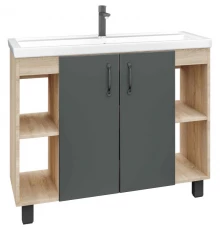 Тумба с раковиной дуб сонома/серый матовый 101,2 см Grossman Флай 101002 + 30513