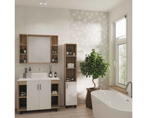 Тумба с раковиной дуб сонома/белый матовый 97,6 см Grossman Флай 101001 + 501001 + GR-3019