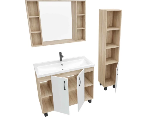 Тумба с раковиной дуб сонома/белый матовый 101,2 см Grossman Флай 101001 + 30513