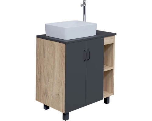 Тумба с раковиной дуб сонома/серый матовый 77 см Grossman Флай 108002 + 508002 + GR-3016