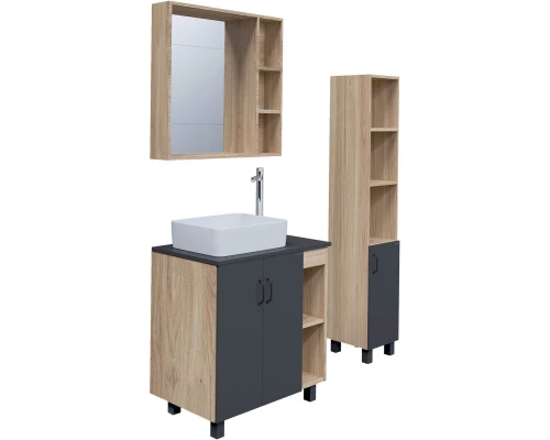 Комплект мебели дуб сонома/серый матовый 77 см Grossman Флай 108002 + 508002 + GR-3016 + 206001