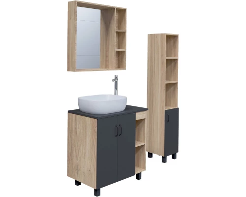 Комплект мебели дуб сонома/серый матовый 77 см Grossman Флай 108002 + 508002 + GR-3020 + 206001