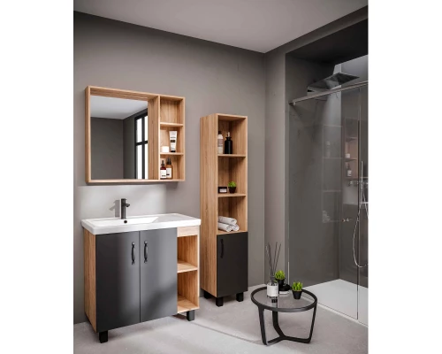 Комплект мебели дуб сонома/серый матовый 81 см Grossman Флай 108002 + 30469 + 206001