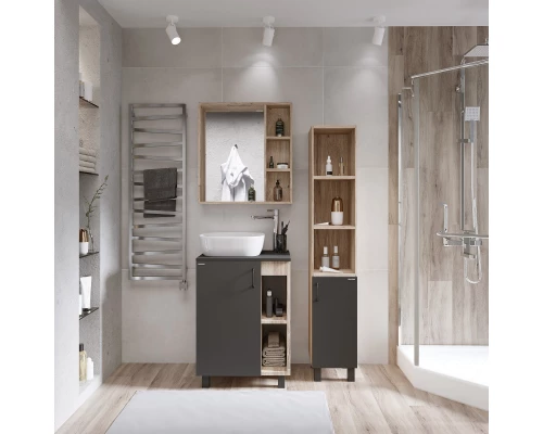 Тумба с раковиной дуб сонома/серый матовый 67 см Grossman Флай 107002 + 507002 + GR-3019