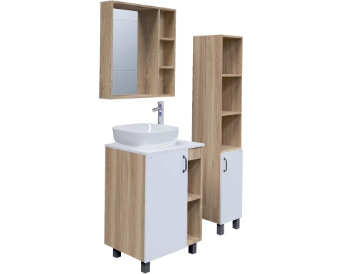 Тумба с раковиной дуб сонома/белый матовый 67 см Grossman Флай 107001 + 507001 + GR-3019