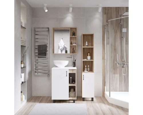 Тумба с раковиной дуб сонома/белый матовый 67 см Grossman Флай 107001 + 507001 + GR-3014