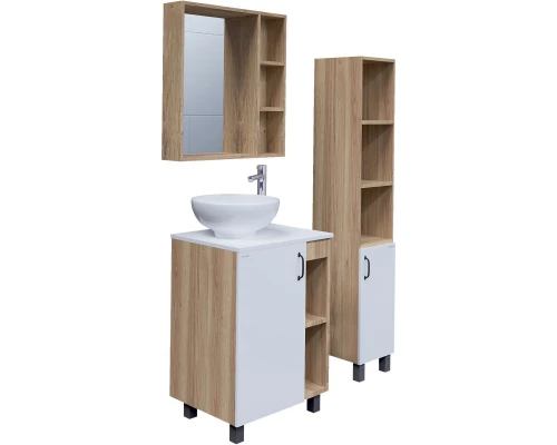 Тумба с раковиной дуб сонома/белый матовый 67 см Grossman Флай 107001 + 507001 + GR-3014