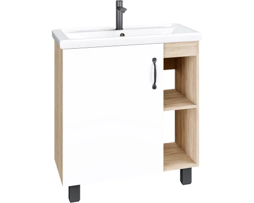 Тумба с раковиной дуб сонома/белый матовый 71 см Grossman Флай 107001 + 15840