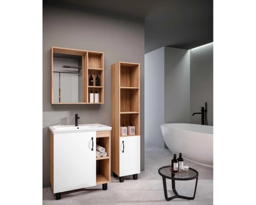 Тумба с раковиной дуб сонома/белый матовый 71 см Grossman Флай 107001 + 15840