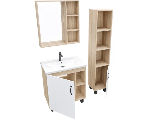 Тумба с раковиной дуб сонома/белый матовый 71 см Grossman Флай 107001 + 15840