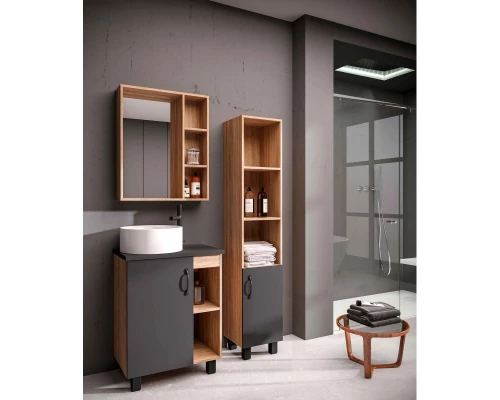 Тумба с раковиной дуб сонома/серый матовый 57 см Grossman Флай 106002 + 506002 + GR-3013