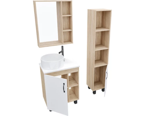 Тумба с раковиной дуб сонома/белый матовый 57 см Grossman Флай 106001 + 506001 + GR-3013