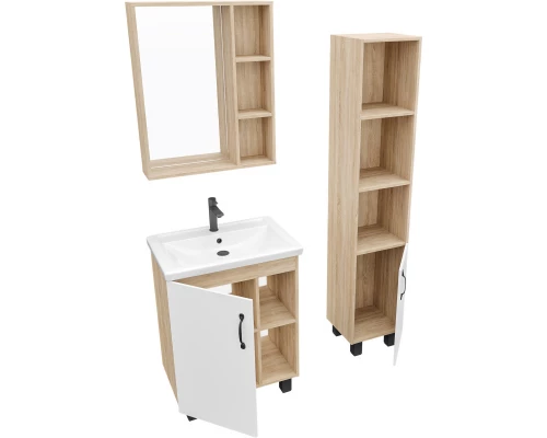 Тумба с раковиной дуб сонома/белый матовый 61 см Grossman Флай 106001 + 16413