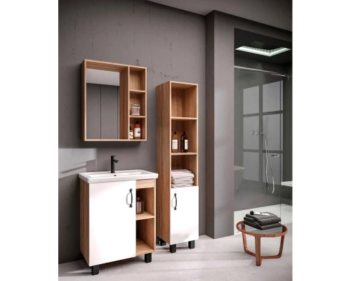 Тумба с раковиной дуб сонома/белый матовый 61 см Grossman Флай 106001 + 16413